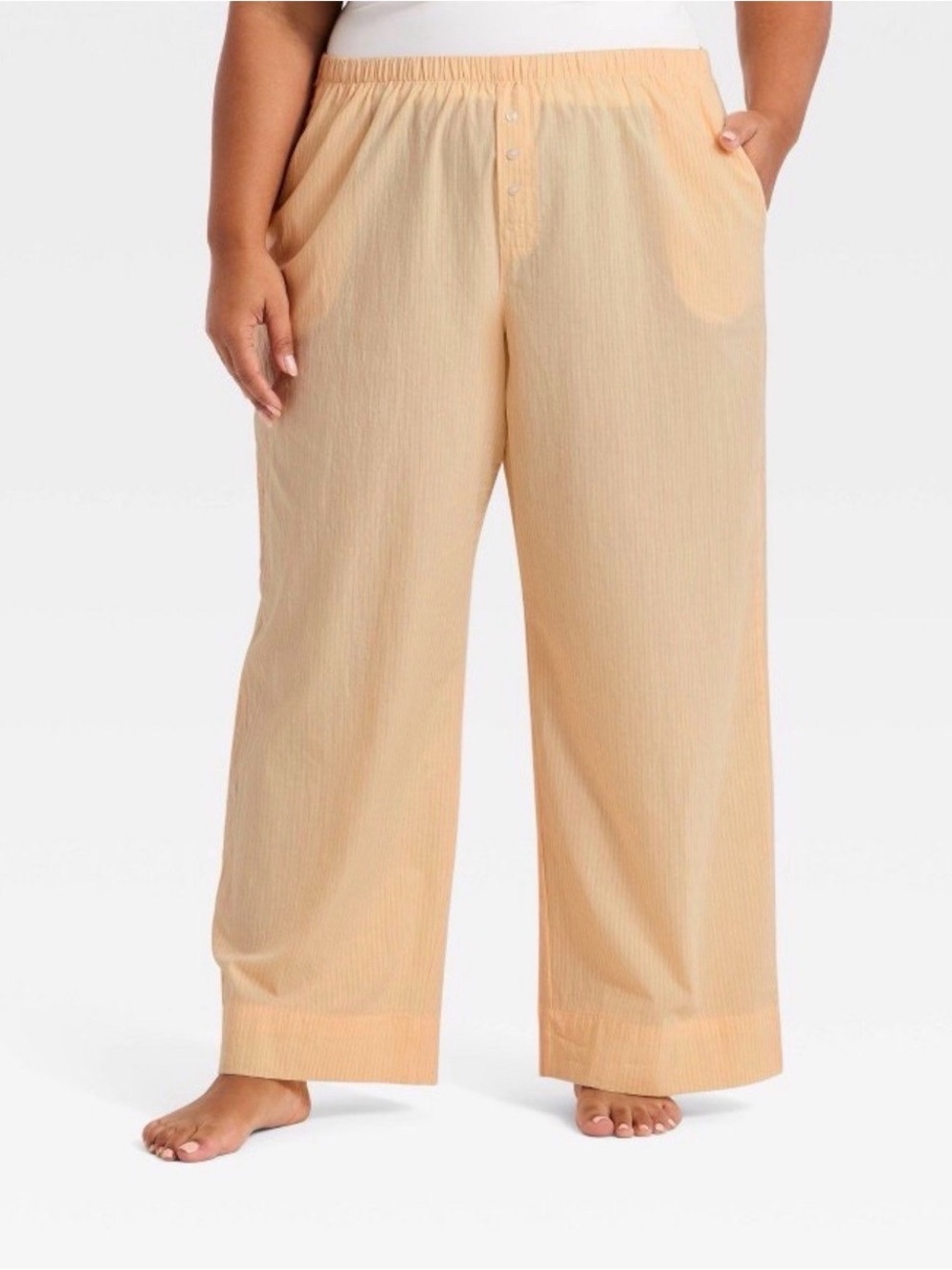 Auden Stripped Peach Wide-Leg Pajama Pants